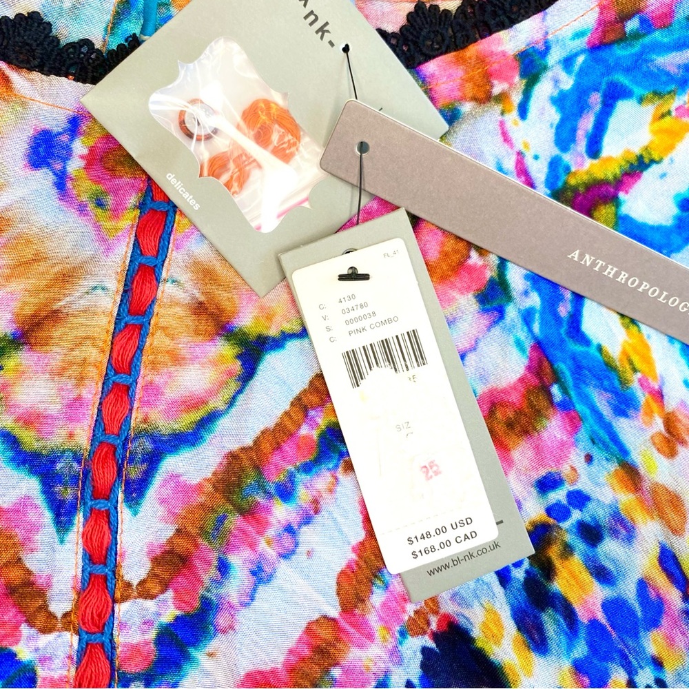 NWT Bl-ank London Anthropologie water color tie dye short sleeve dress small - Picture 8 of 13